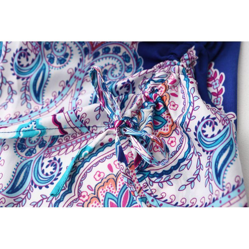 Export Export Ethnic Print Crimp Stylish V Neck Short Sleeve Satin Chiffon Shirt Pure Color Acetate Tops