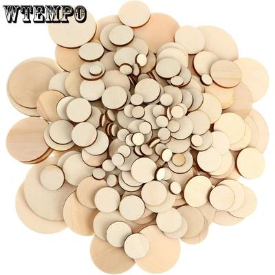 450pcs Unfinished Wood Slices Round Wooden Disc Circles Wooden Circles for Crafts Cutouts Ornaments for DIY Craft and Decoration, 5 Sizes