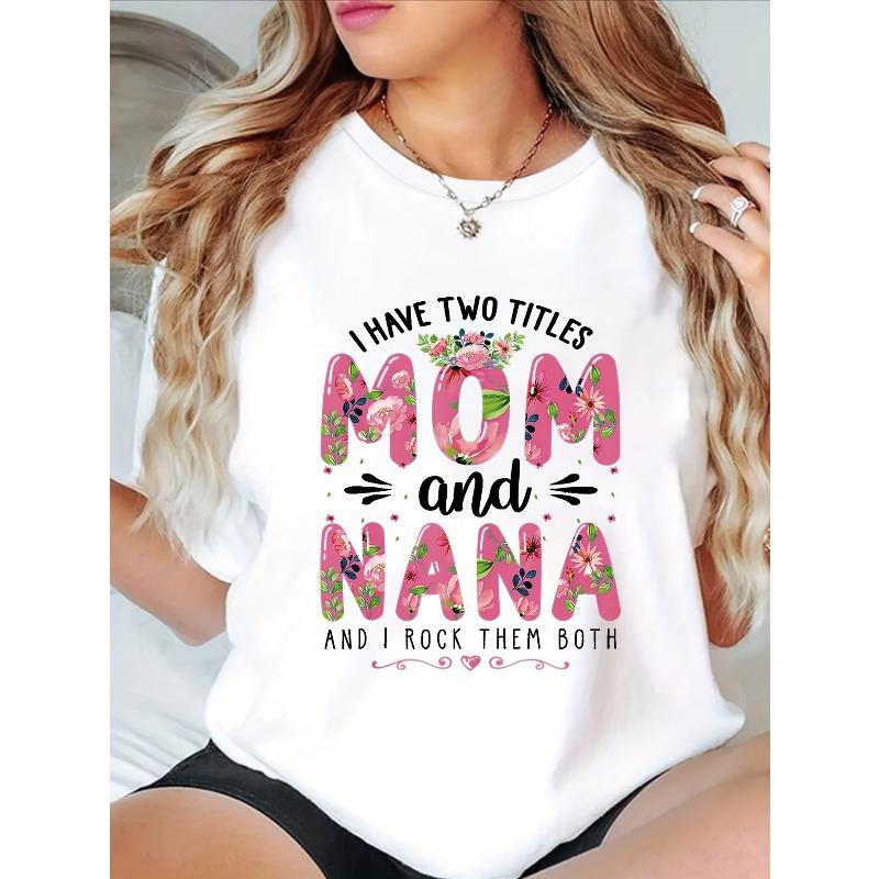 

European Size Mother s Day Geometric Print Women T-Shirt Casual Crew Neck Short Sleeve Machine Washable Perfect for Summer 4XL