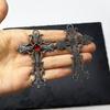 Retro Punk Cross Pendant Necklace – European & American Style, Hollow Inlay Design, Key Personality Sweater Chain Accessory.