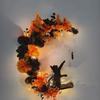 Orange Black Moon Cat Wreath Halloween Wreath Door Hanging Outdoor Courtyard Decoration Wreath Door Hanging Wholesale Atmosphere