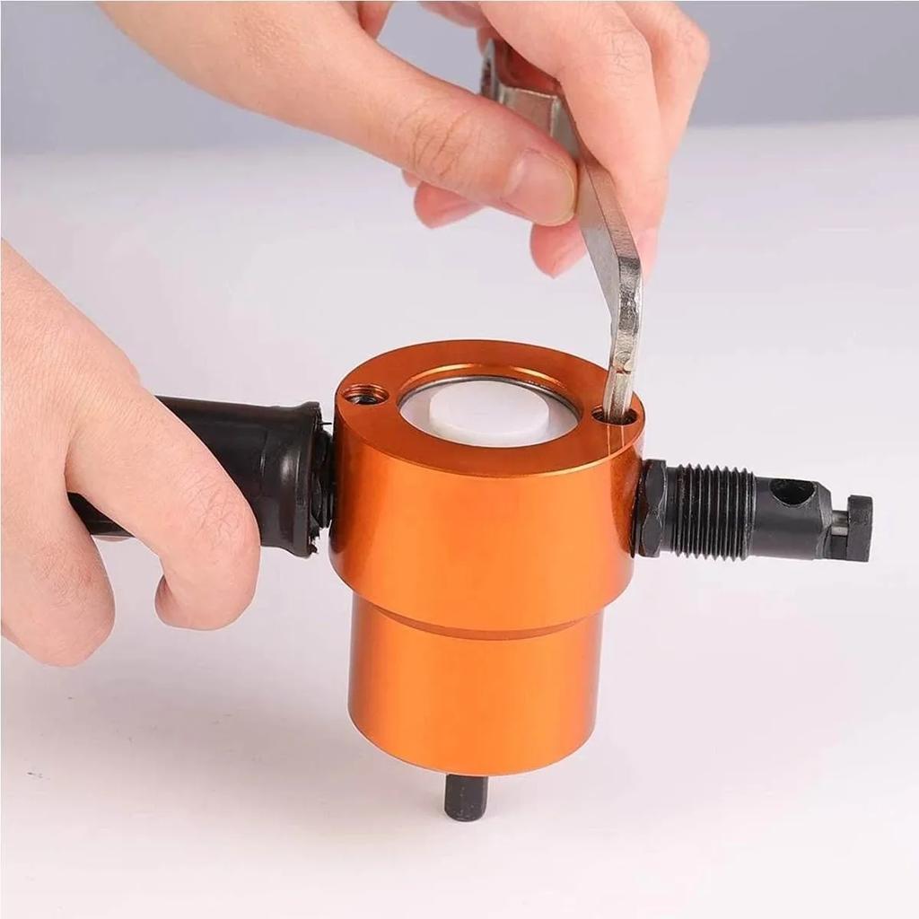 Double Headed Sheet Metal Cutter Nibbler Electric Punching Shears Iron Saw Cutting Tool Drill Attachment Deburring Tool Snips