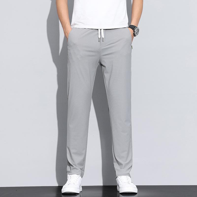 

Повседневные быстросохнущие брюки, мужские мягкие свободные прямые брюки, летние спортивные штаны с завязками на шнурке 38
