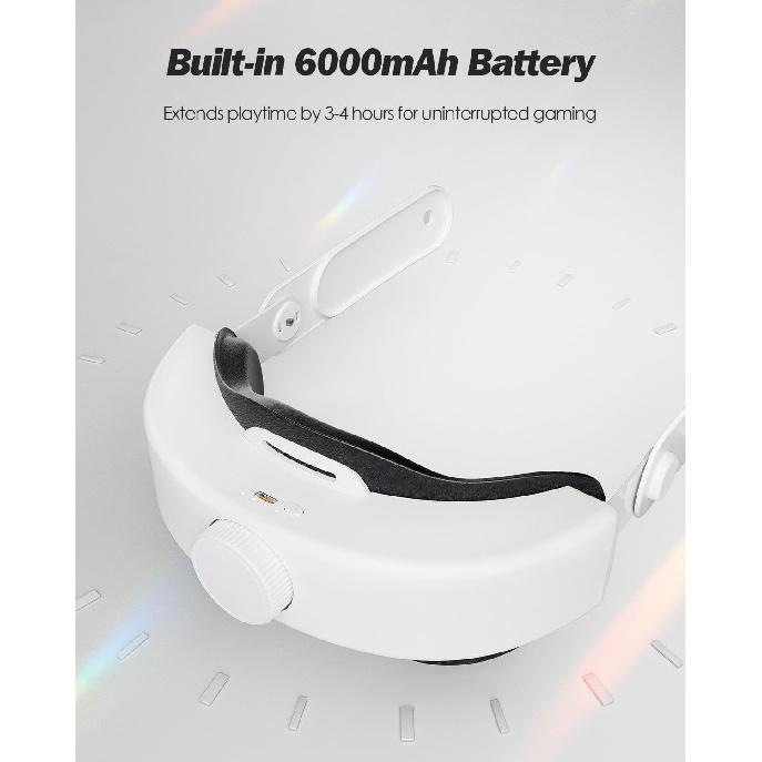 SUPERUS Battery Head Strap for Quest 3S/Quest 3 with Earphones - Adjustable Elite Strap Replacement Accessories for Meta/Oculus Quest 3S/Quest 3 -