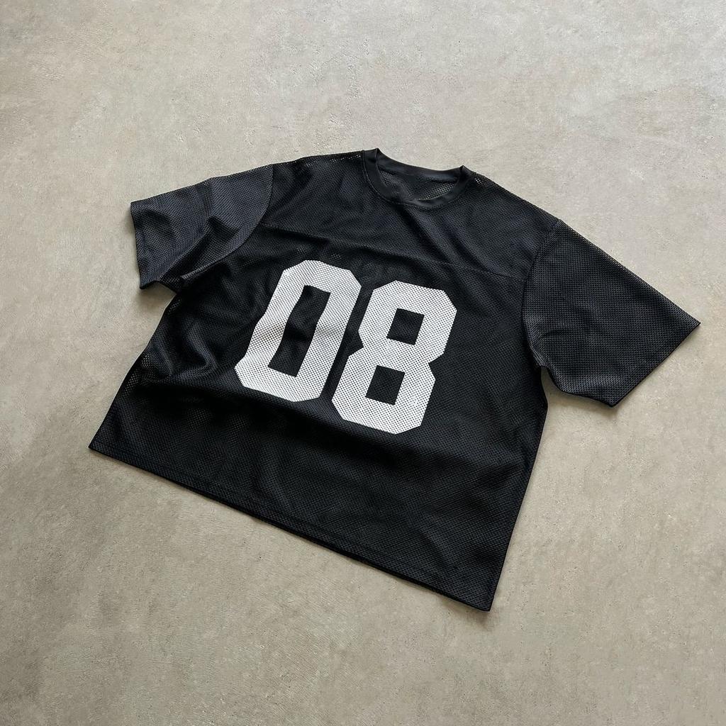 Unisex Vintage High Street Summer Sports Football Casual Couple Tops Y2K Harajuku Hip-hop Splicing Short-sleeved T-shirt Mens