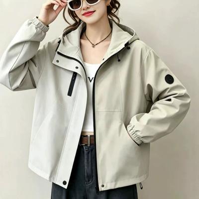 Womens Short Hooded Windbreaker Jacket Casual Loose Fit Oversized Coat