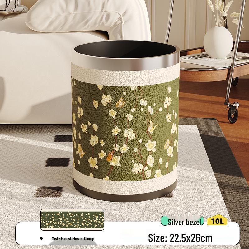 Grande Pattumiera Retro Americana di Alta Gamma in Pelle per Soggiorno, Camera da Letto o Cucina