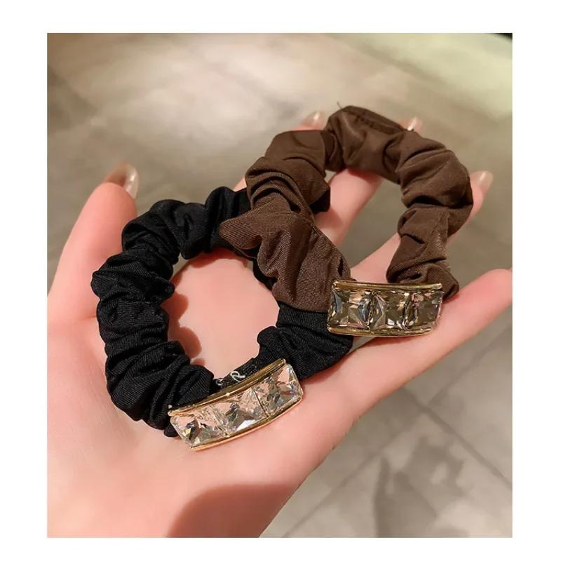 Woman Korean Fashion Elastic Large Rhinestone Hair Ties Hairbands Shiny Diamond Luster Ponytail for Girls Hair Bands Headwear