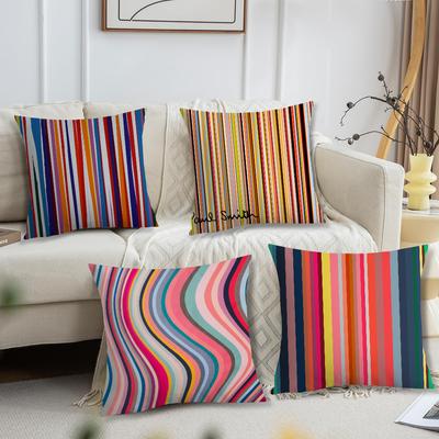 Luxury Brand Pattern Stripes Art Cushion Cover Living Room Headboard Bedroom Office Cushion Cushion Sofa Nap Time Pillow Case