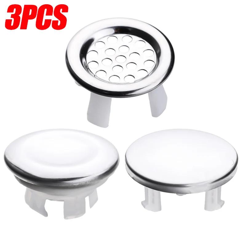 1/6pcs Stainless Steel Sink Hole Overflow Cover Wash Basin Overflow Ring Kitchen Bathroom Basin Trim Bath Sink Hole Overflow Cap