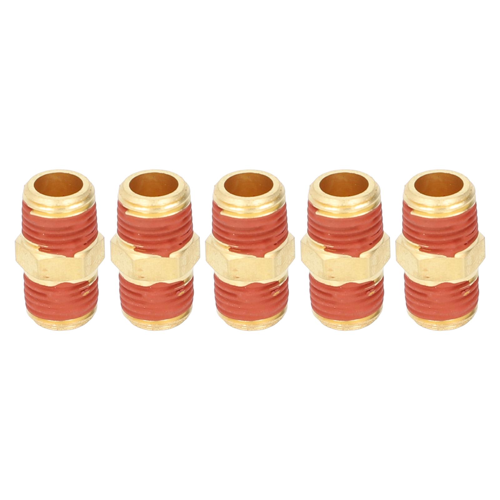

20 Pcs 1 4 NPT to 1 4 NPT Male Fitting Brass Hex Coupling with Leakage Proof Rubber Layer for Pipe Air Hose