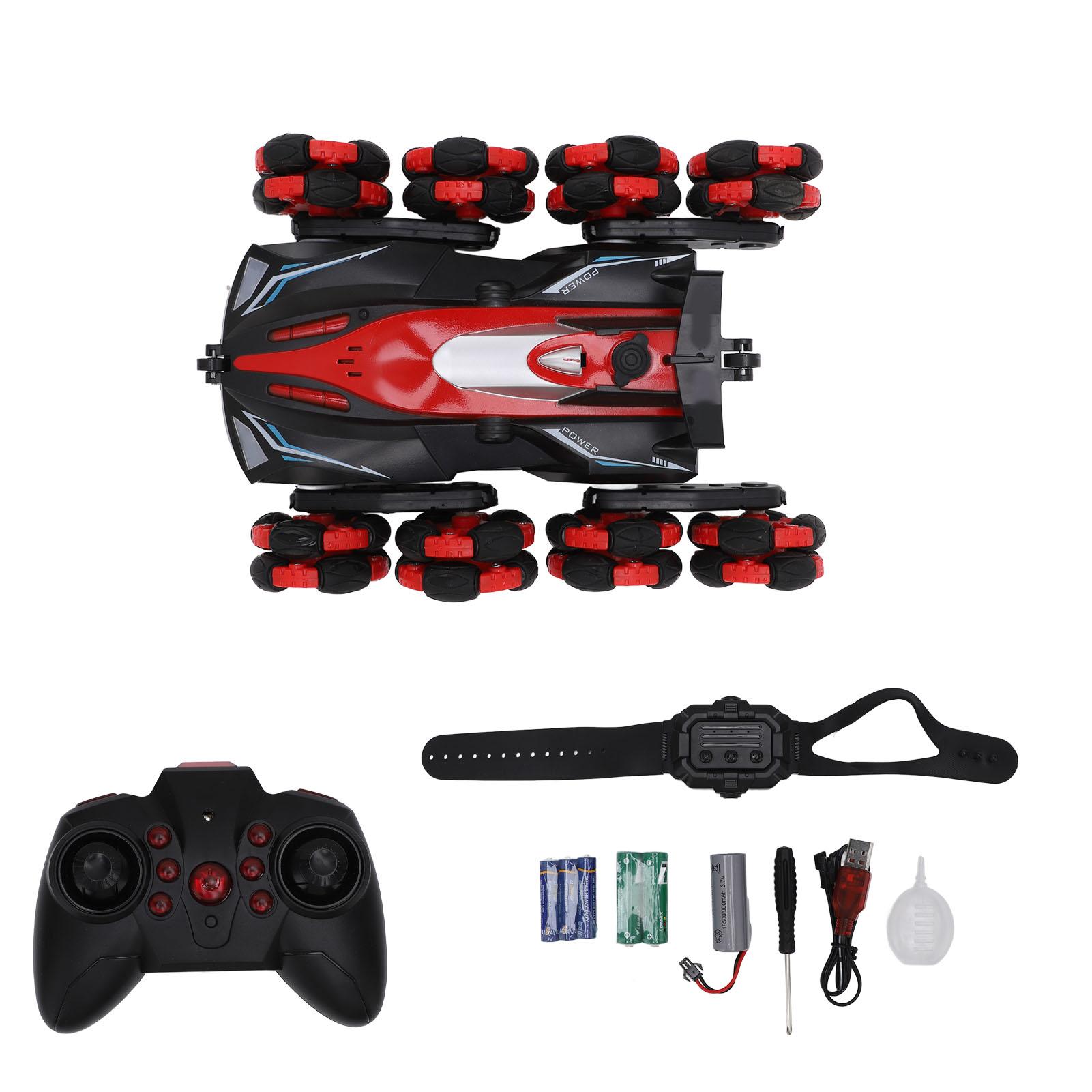 

Радиоуправляемая машина-трюкач на 8 колесах 2,4 ГГц Функция распыления воды Музыкальные световые эффекты Вращающийся пульт управления красный