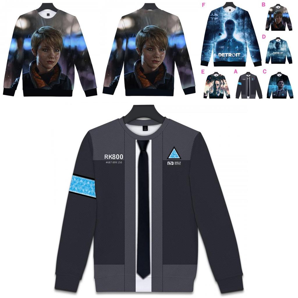 Premium Quality Detroit Become Human Connor Cosplay 3d Print Hoodie Sweater Costume