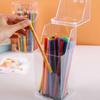 Tabletop Clear Pencil Holder with Lid Storage Box Dustproof Student Office Desk Organizer