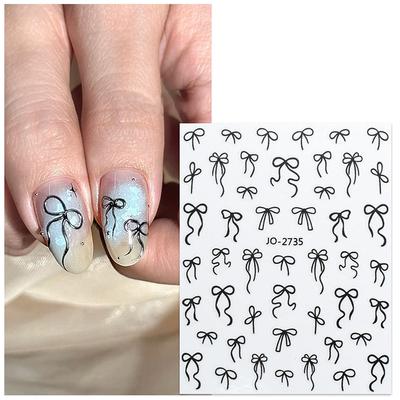 Lovely Simple Bronzing Line Bowknot 3D Self Adhesive Nail Art Decorations Stickers Ribbon Charming Cute Manicure Decals