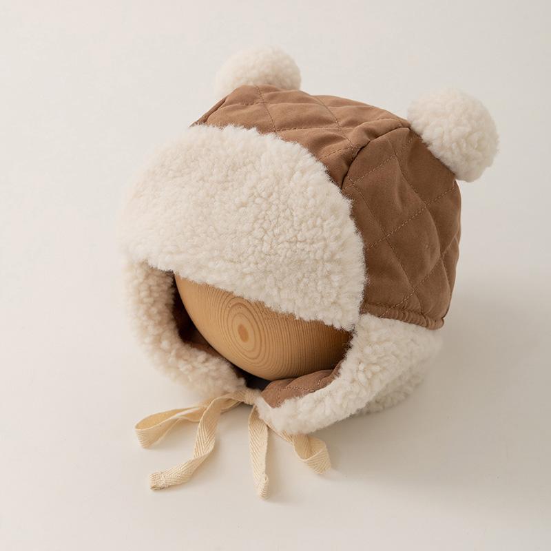 Lână Miel Copii Protecție Urechi Căciulă Bomber Iarnă Bebeluș Căciuli Copii Rezistent la Vânt Călduros Articole pentru Cap Bonetă 0-12L Infant Căciulă cu Apărătoare pentru Urechi