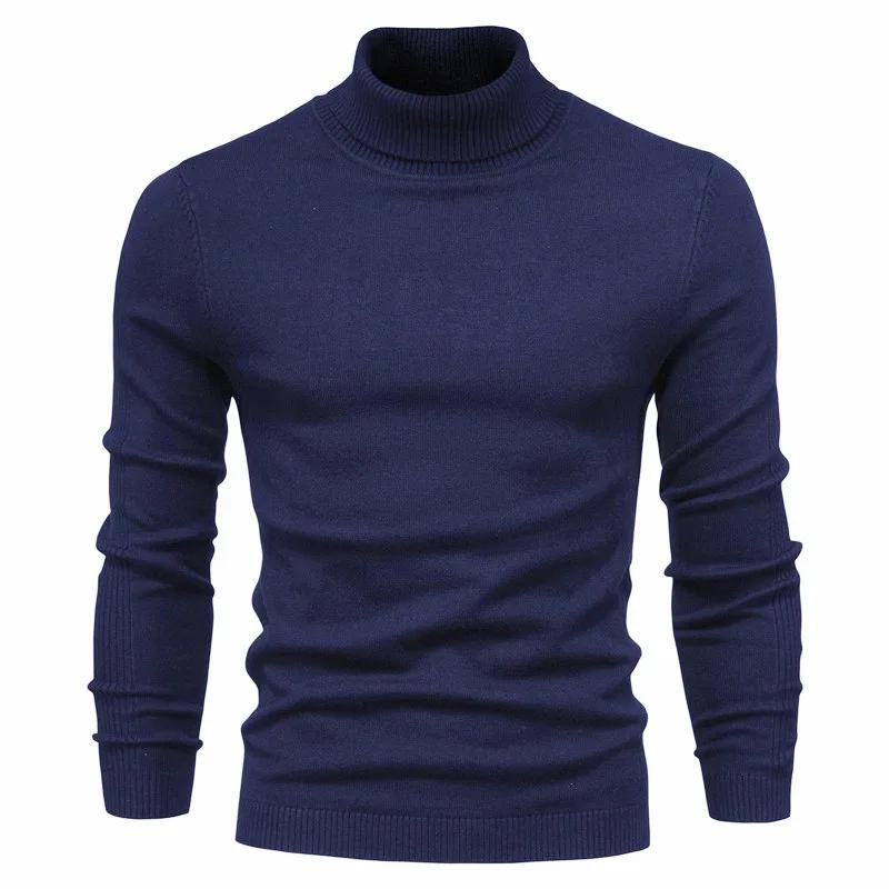 Højhalset Herre Afslappet Flerfarvet Behagelig Strikket Sweater Ny Efterårs- og Vinter Afslappet Herre Ensfarvet Pullover Sweater