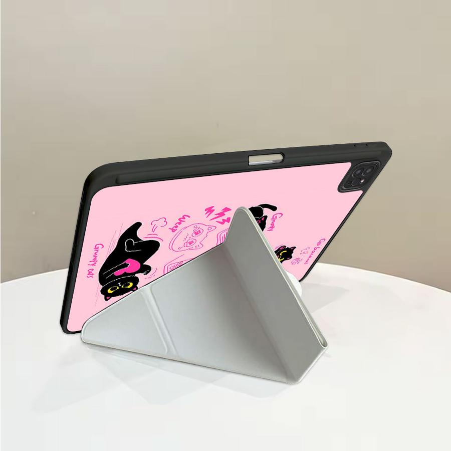 Black Cat Holder Cover Tablet Case For iPad Air 4 5 M3 M2 1 2 M4 11inch Pro 11th 10th 9th 8th 7th 12.9inch Mini 6 7 Pro 2025