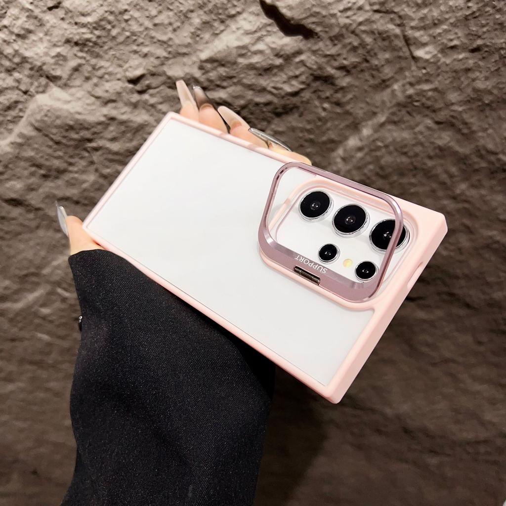 Suitable for Samsung S25 Ultra Lens Bracket Mobile Phone Case S24Plus High Transparent Anti Fall S23FE Transparent Protective Case