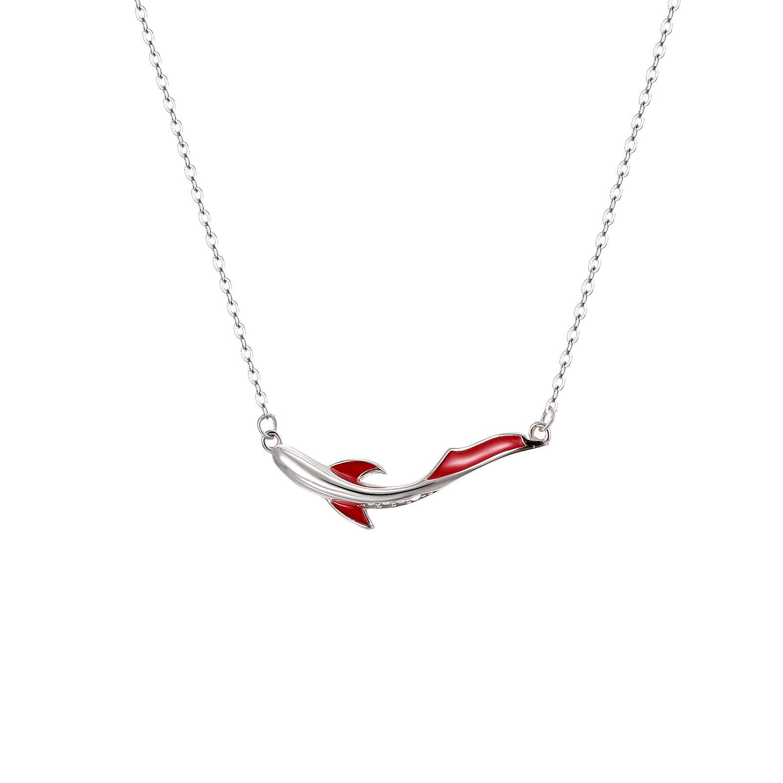 

Серебряное ожерелье с кои S925 для девочек, летняя подвеска с карпом и эмалью, нишевый дизайн, цепочка на ключицу премиум-класса Sense, подарок на берег 925 Silver