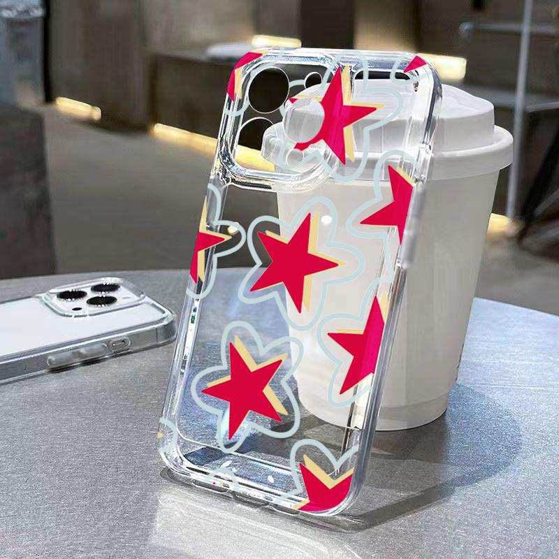 Minimalist Red Star Transparent Phone Case for Samsung Galaxy A06 A55 5g S25 S24 Ultra S23 S21 FE A54 A15 A35 A36 A16 A05 Cover