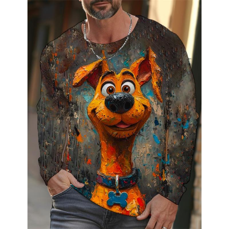 Mote Herre T-skjorte Hundemønster 3D-trykt Topp Graffiti Street Trend Kort Erm Pluss Størrelse Rund Hals Herre Casual T-skjorte