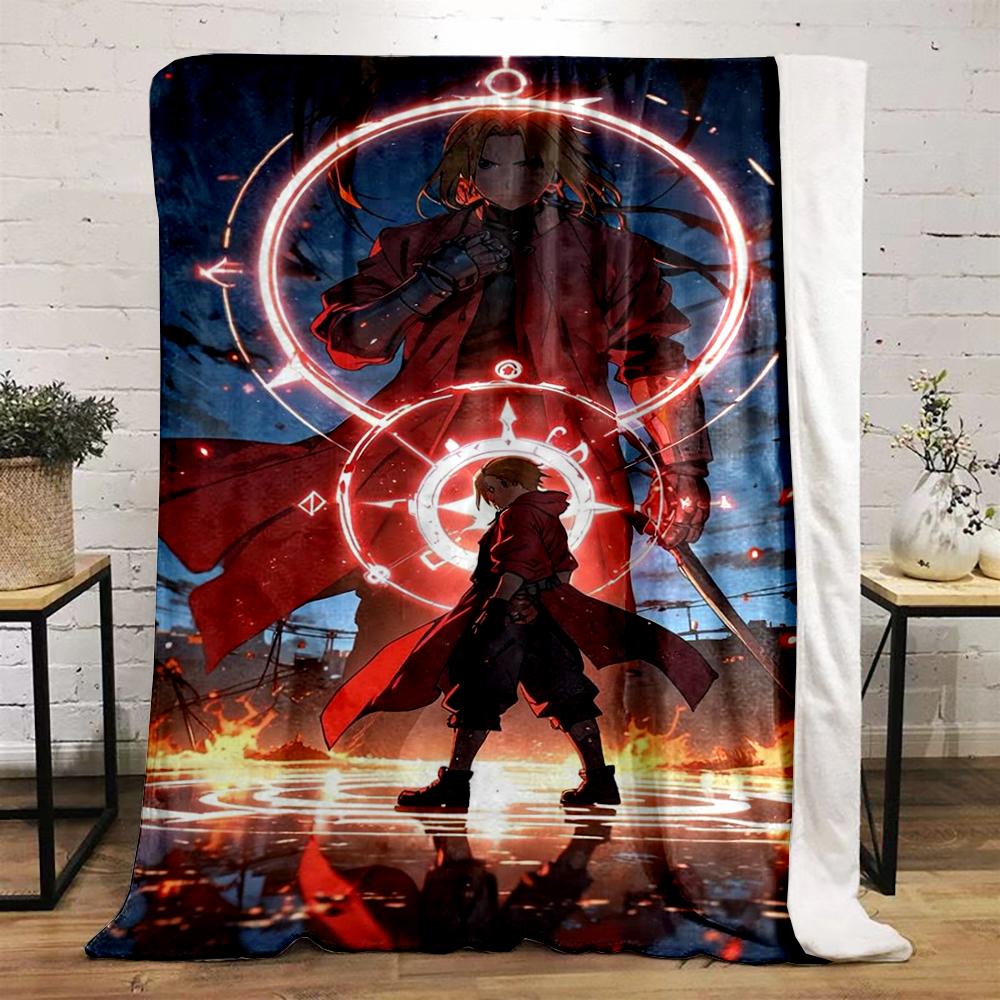 Anime Warriors with Bright Magic Circle Design Flannel Blanket for Bedroom, Living Room, Sofa, and Nap Sofas