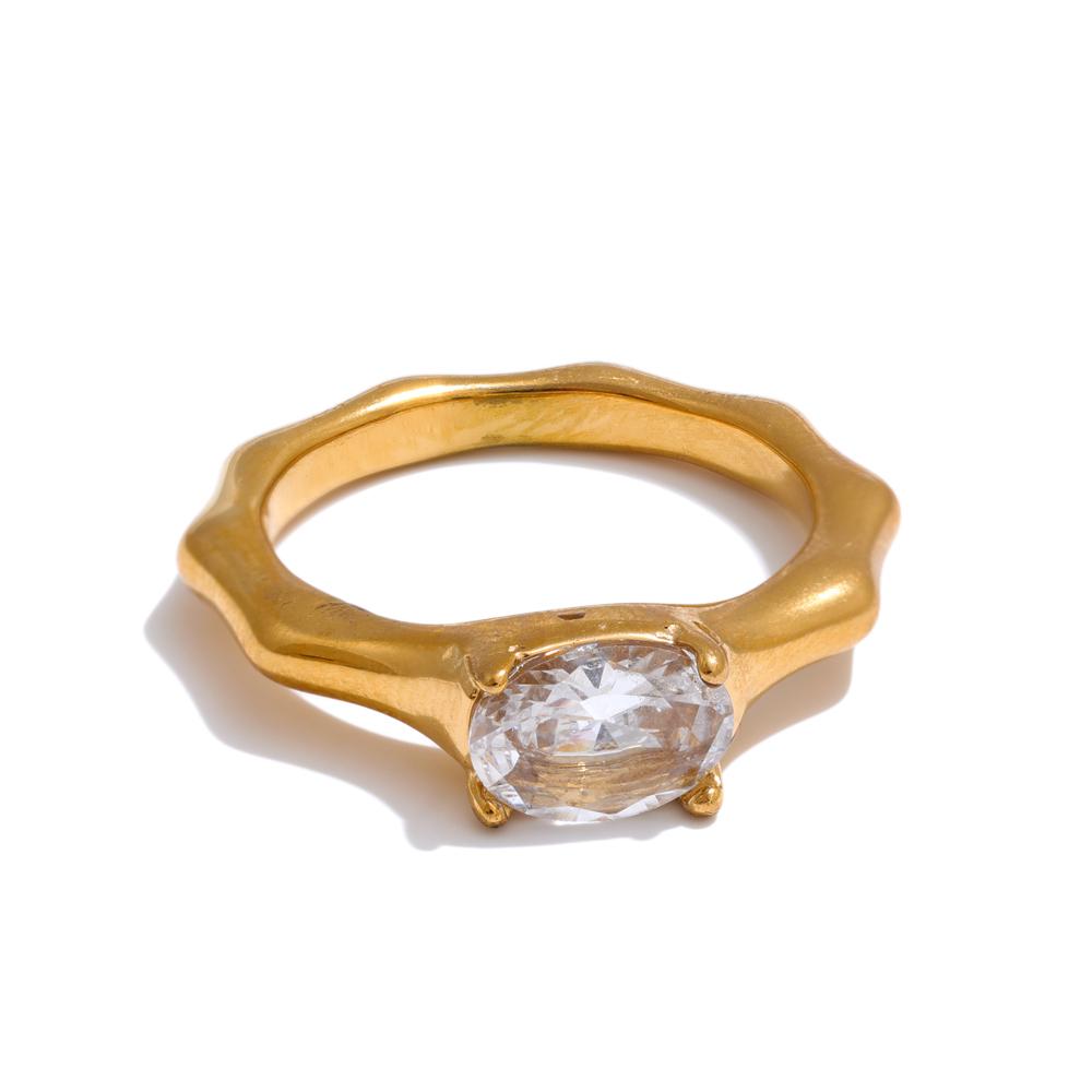 Yhpup 678# AAA Bling Cubic Zirconia Golden Cast Technology for Ring Women Stainless Steel Bling Jewelry Fashion Accessories Gift 6