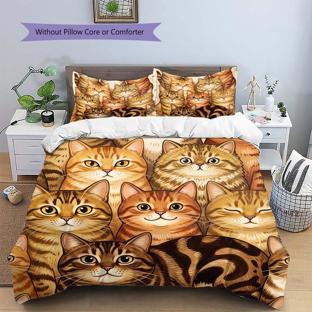 Civet cat Pattern Bedding Quilt Set Quilt Cover Pillowcase Home Decoration Birthday Gift (1 * duvet cover + 2 * pillowcase, without core)