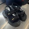 Velcro Sports Sandals Women's 2025 New Summer Lightweight Platform Versatile Sequins Roman Shoes Non-slip Beach Shoes
