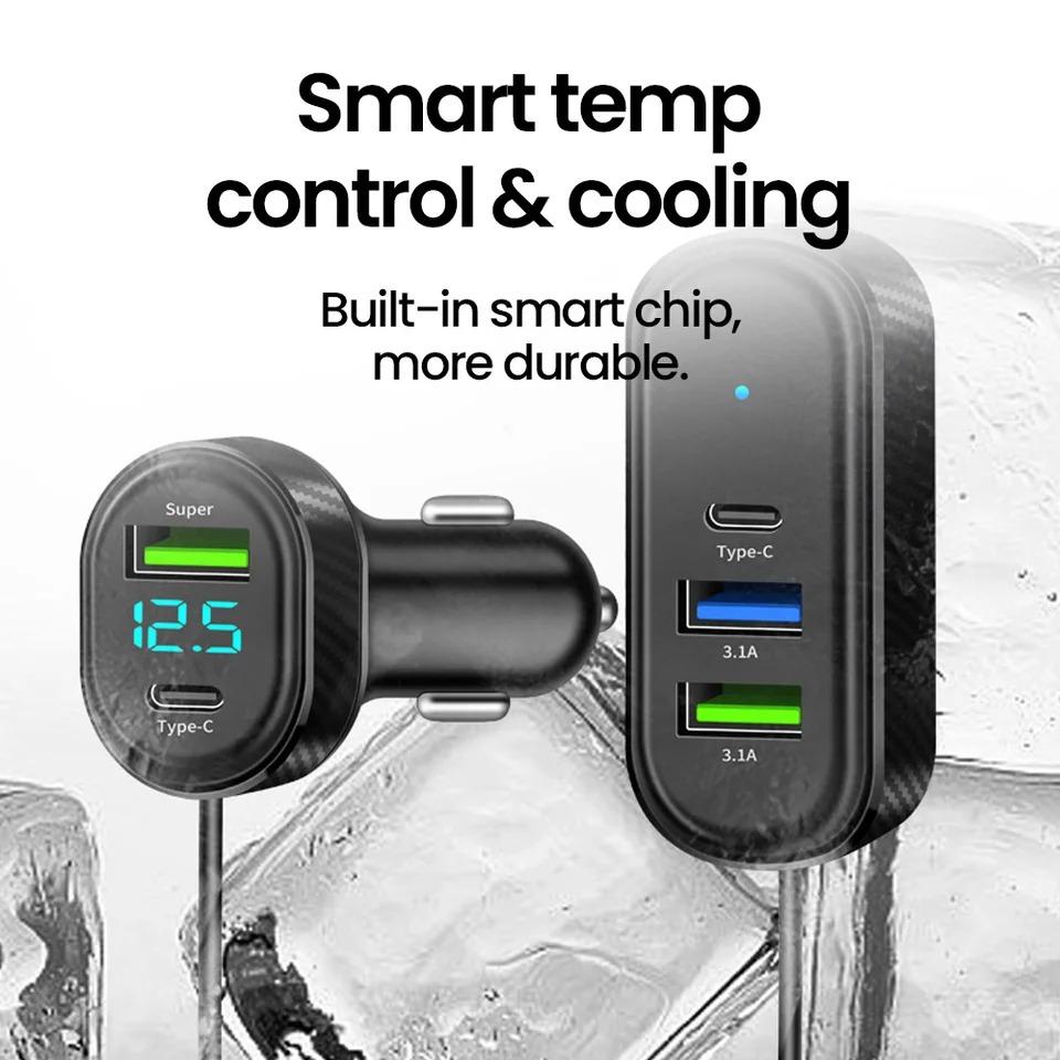 5 in 1 Autoladegerät 66W USB Auto Handy Ladeanschluss Typ-C Schnellladung Multi USB Port 12V Autoladegerät Splitter Zubehör