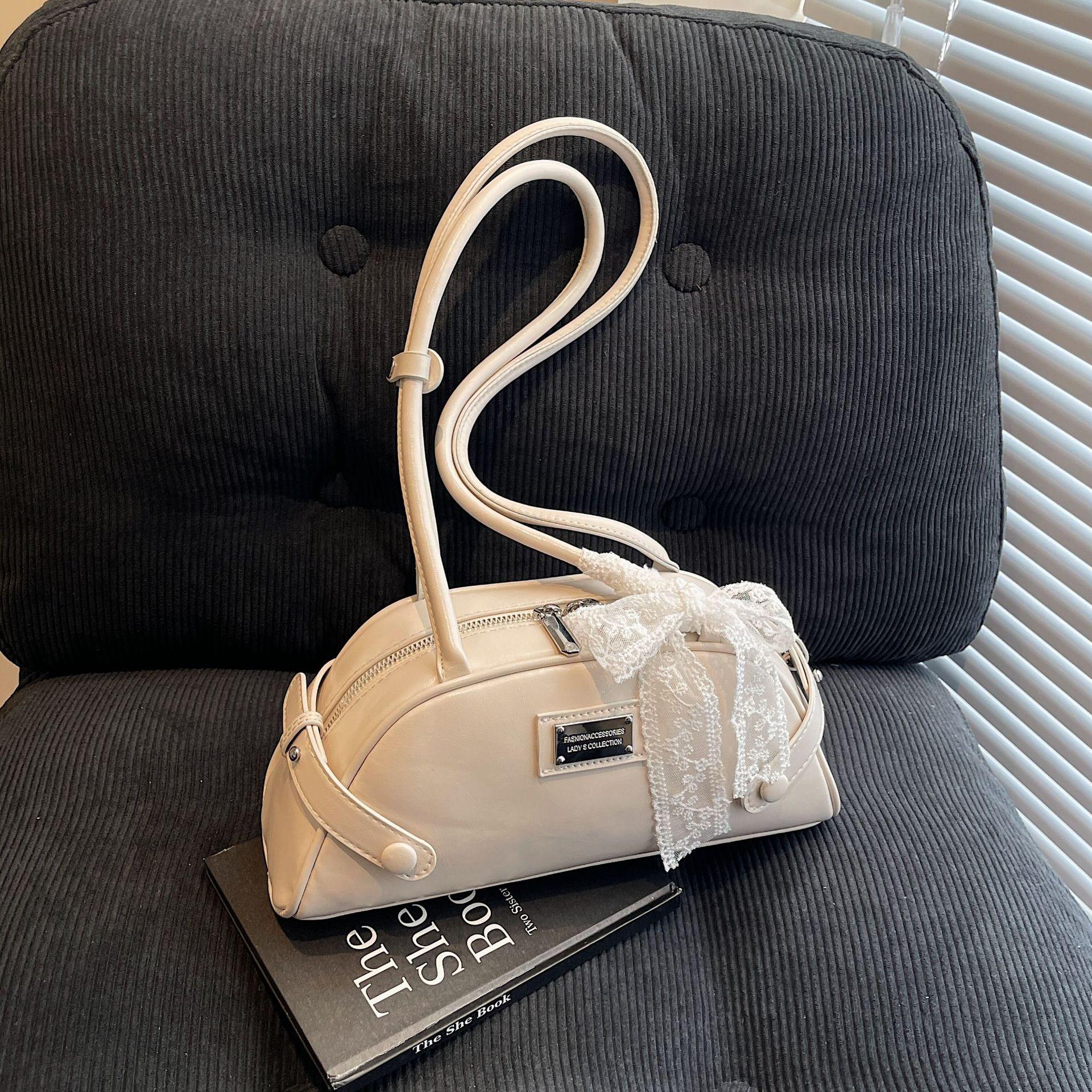 

Нишевая женская сумка-хобо 2025 - Универсальная сумка-ракушка и сумка-боулинг на плечо кремовый/белый