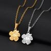 Anniyo Hawaiian Hibiscus Flowers Pendants and Necklaces For Women Girls Guam Islands Jewelry Stainless Steel Metal #001962