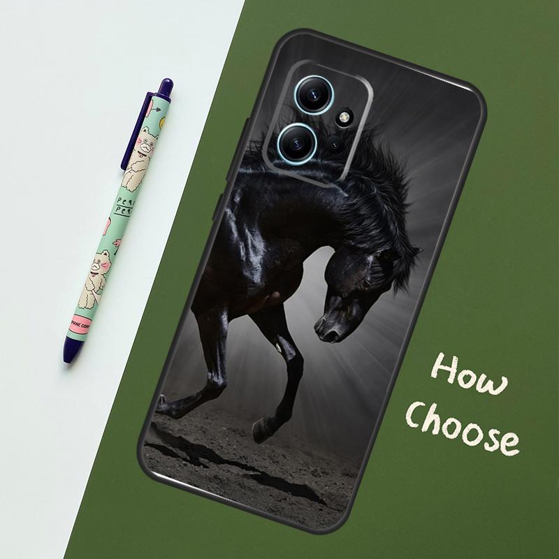 Beautiful Black Horse For Xiaomi Redmi Note 12S 11S 10S 9S Note 12 8 9 10 11 Pro Phone Case For Redmi 12 9 C 10C