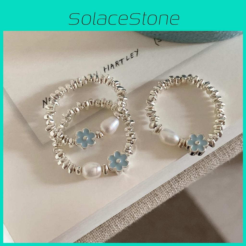 Elegant Floral Adjustable Pearl Ring For Women Stylish Minimalist Design In Copper