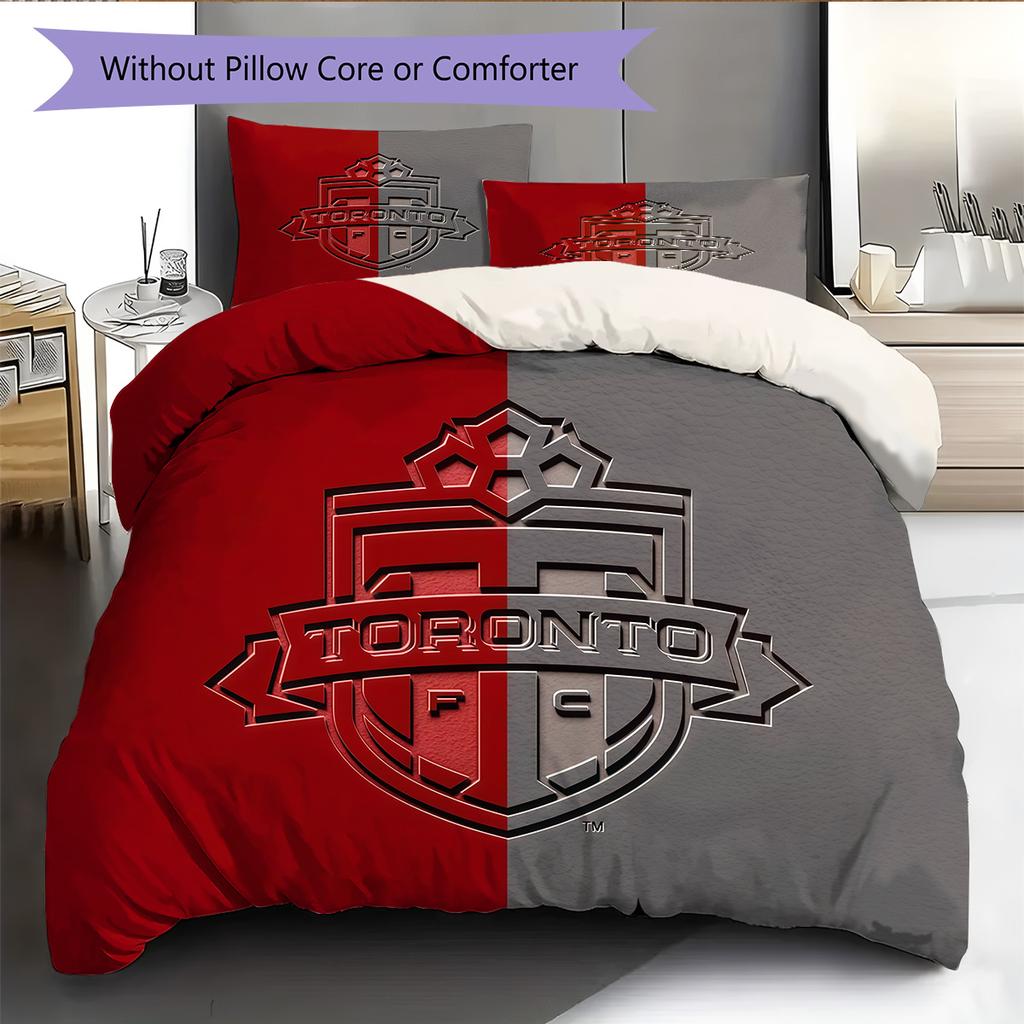 Toronto FC Pattern Bedding Quilt Set Home Decoration Gift (1 * duvet cover + 2 * pillowcase without core)