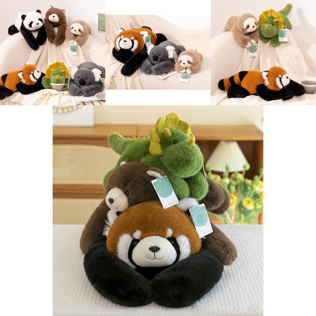Adorable Plush Panda Raccoon Koala Sloth Doll Ideal For Kids Soft Cuddle Pillow