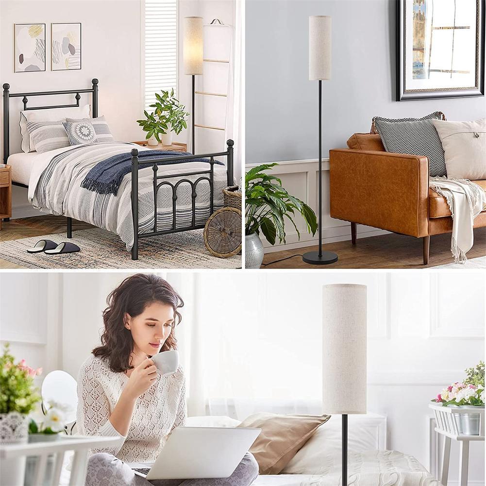 LED Floor Lamp With 3 Color 9w E27 Light Bulb 220V Linen Lampshade Foot Switch Floor Light For Bedroom Living Room Office Decor