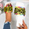 Flat-bottomed sequined cool slippers women's summer new square head wear large size 44 one-word slippers