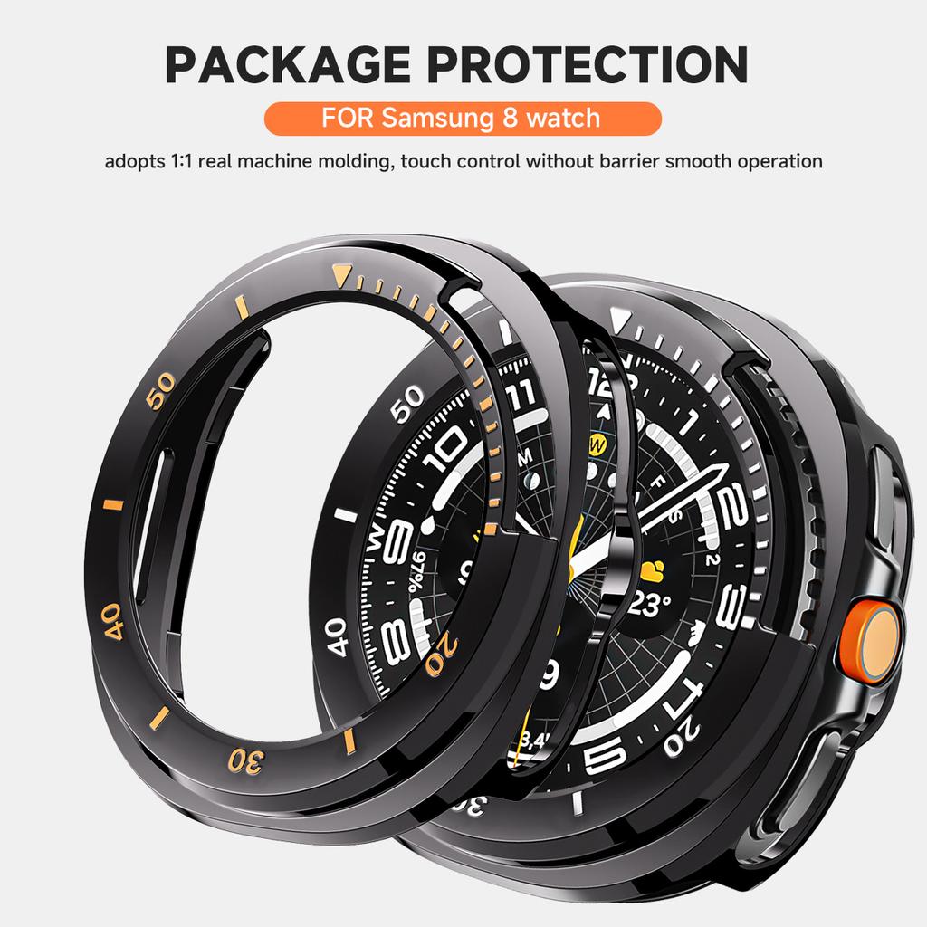 Silicone Band+Protective Case for Samsung Galaxy Watch 8 Classic 46mm Sport Strap Hard PC Bumper No Screen Film Watch Bracelet