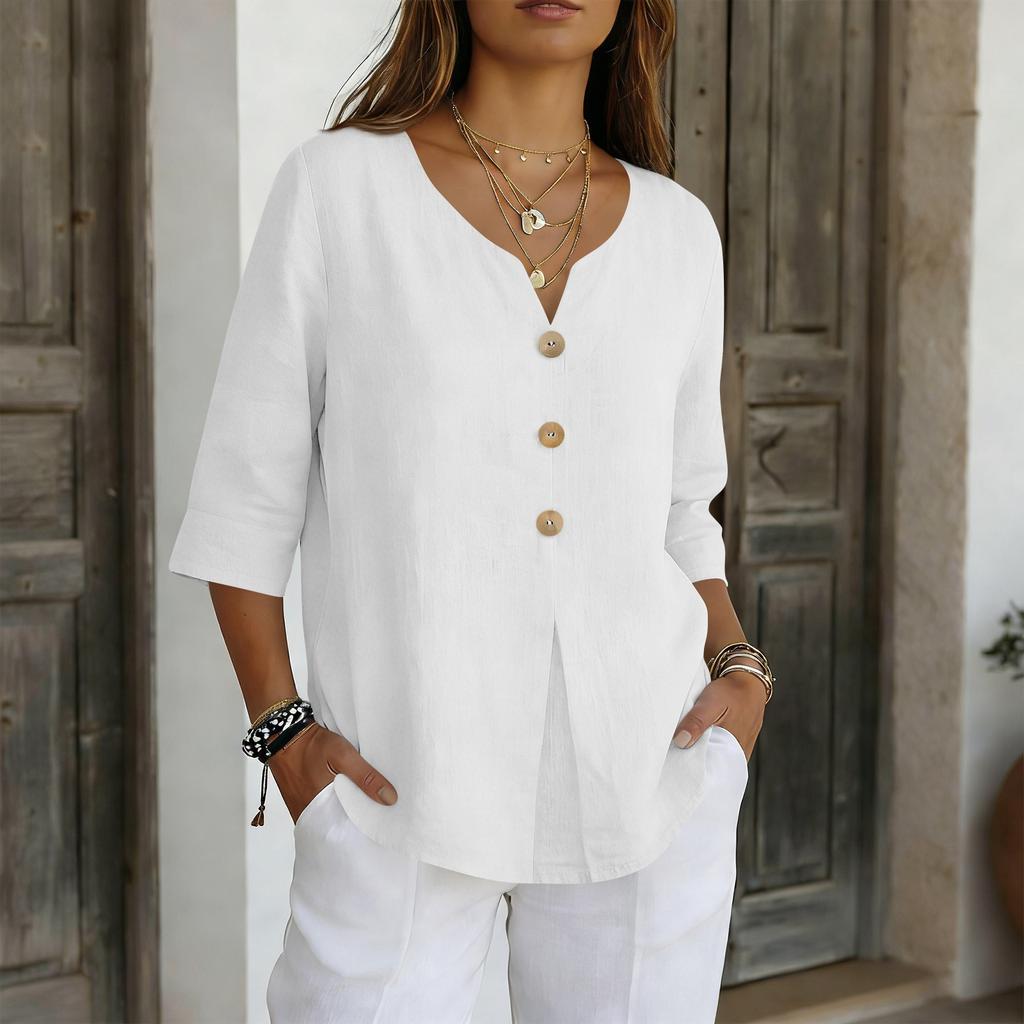 Rochii tip cămașă pentru femei Tricouri casual elegante cu mânecă 3/4 Topuri tip tunică Tricouri de bază Pulovere Cămăși de lucru