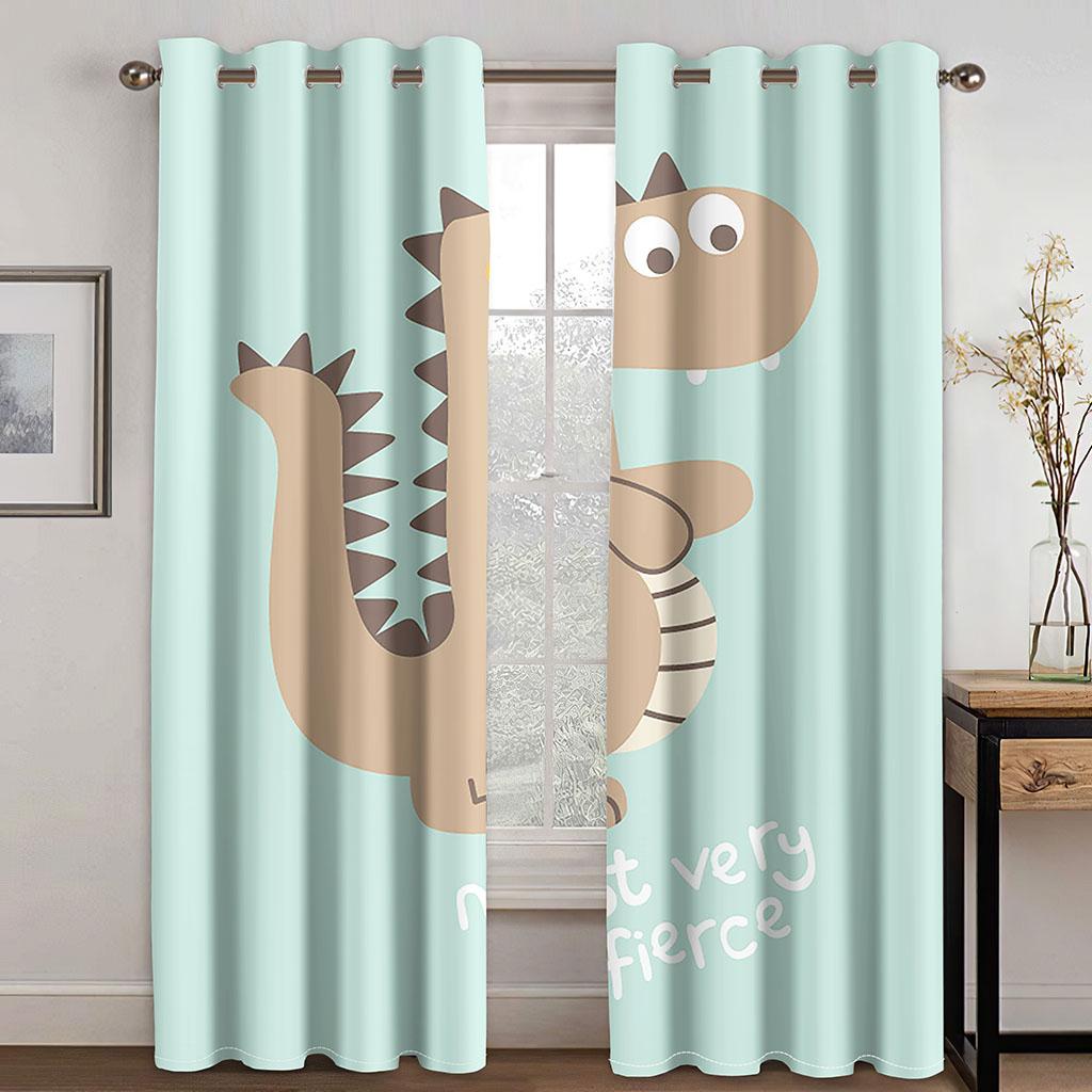 Cartoon Children's Room Curtains Boys and Girls Bedroom Cute Dinosaur Blackout New Finished Curtains Bay Window Balcony