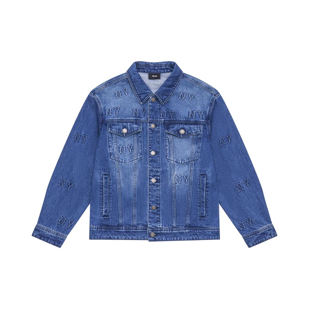 New MLB New York Yankees MONOGRAM Monogram Collection 24FW Denim Jacket Unisex Indigo 3ADKM0444-50INS