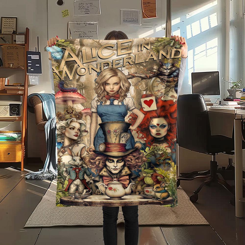 1PC Alice Wonderland Tale Blanket, High quality Comfortable for All Seasons, Home Decor, Warmth and Comfort