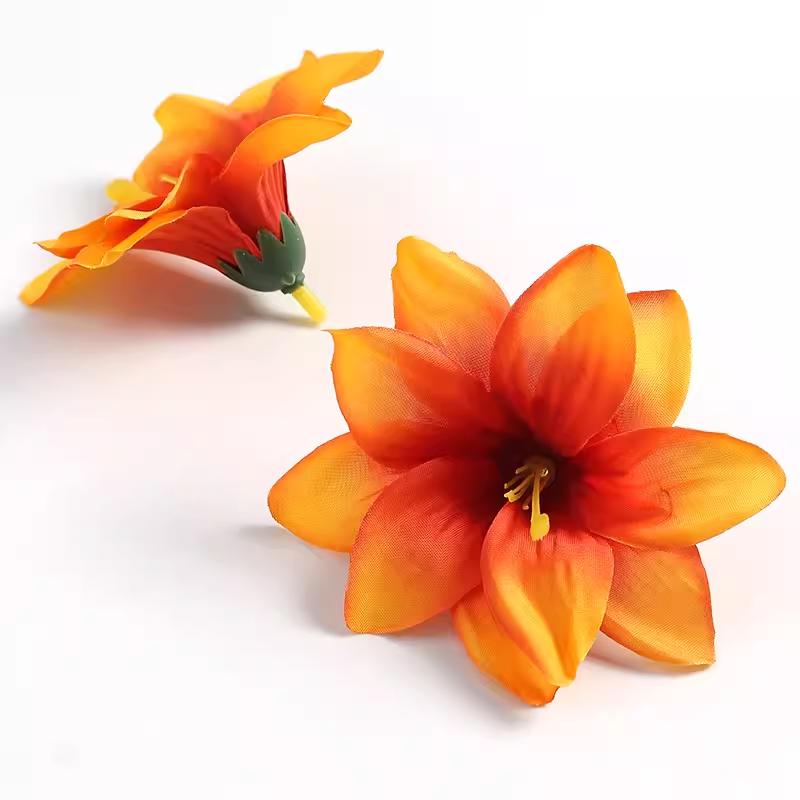Orange Series Silk Artificial Flowers for DIY Headdress, Clothing Accessories, and Decorative Straw Hat Embellishments.