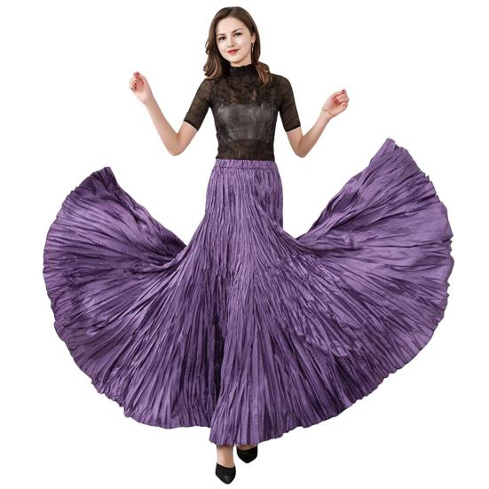 Women Skirt Skirt Elastic High Waist Maxi Pleated Dance Skirt Party