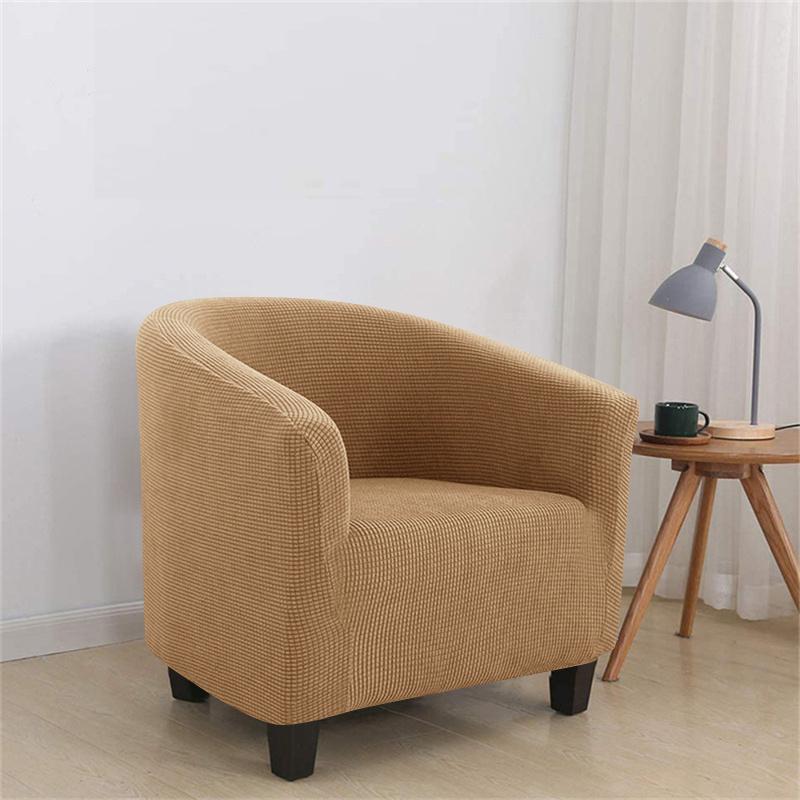 1PC Elastic Club Chair Slipcover Polar Fleece Armchair Cover Solid Color Single Tub Sofa Cover for Living Room Bar Home Hotel