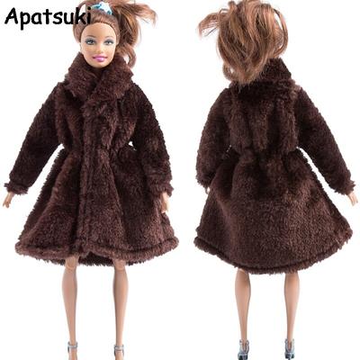 Dark Brown Winter Wear Coat For Barbie Dolls Clothes Outfits Clothing Doll Dresses For Barbie 1/6 BJD Doll Accessories Kids Toy