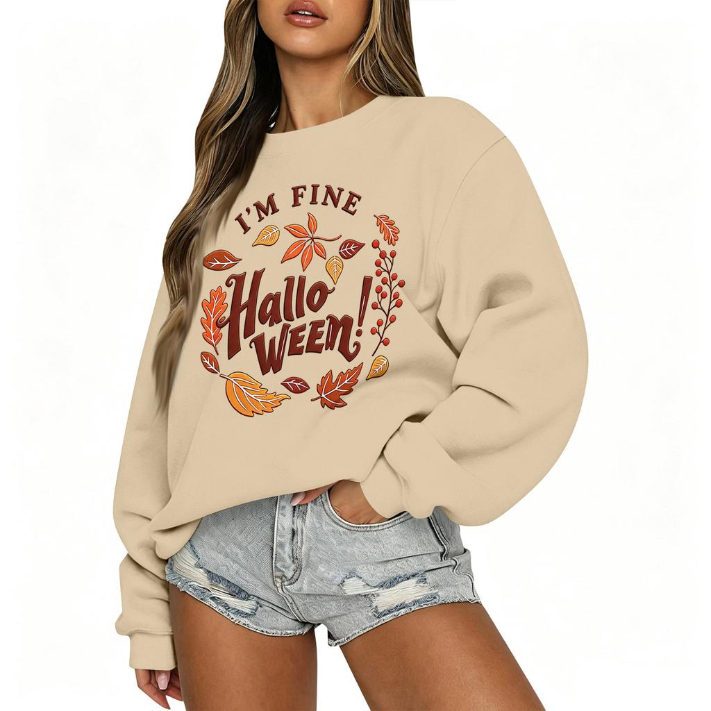 Women's Casual Long Sleeve Christmas Print Round Neck Top for Holiday Festive Wear