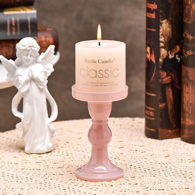 Rosa Romantischer Kerzenständerhalter für den Hochzeitstisch